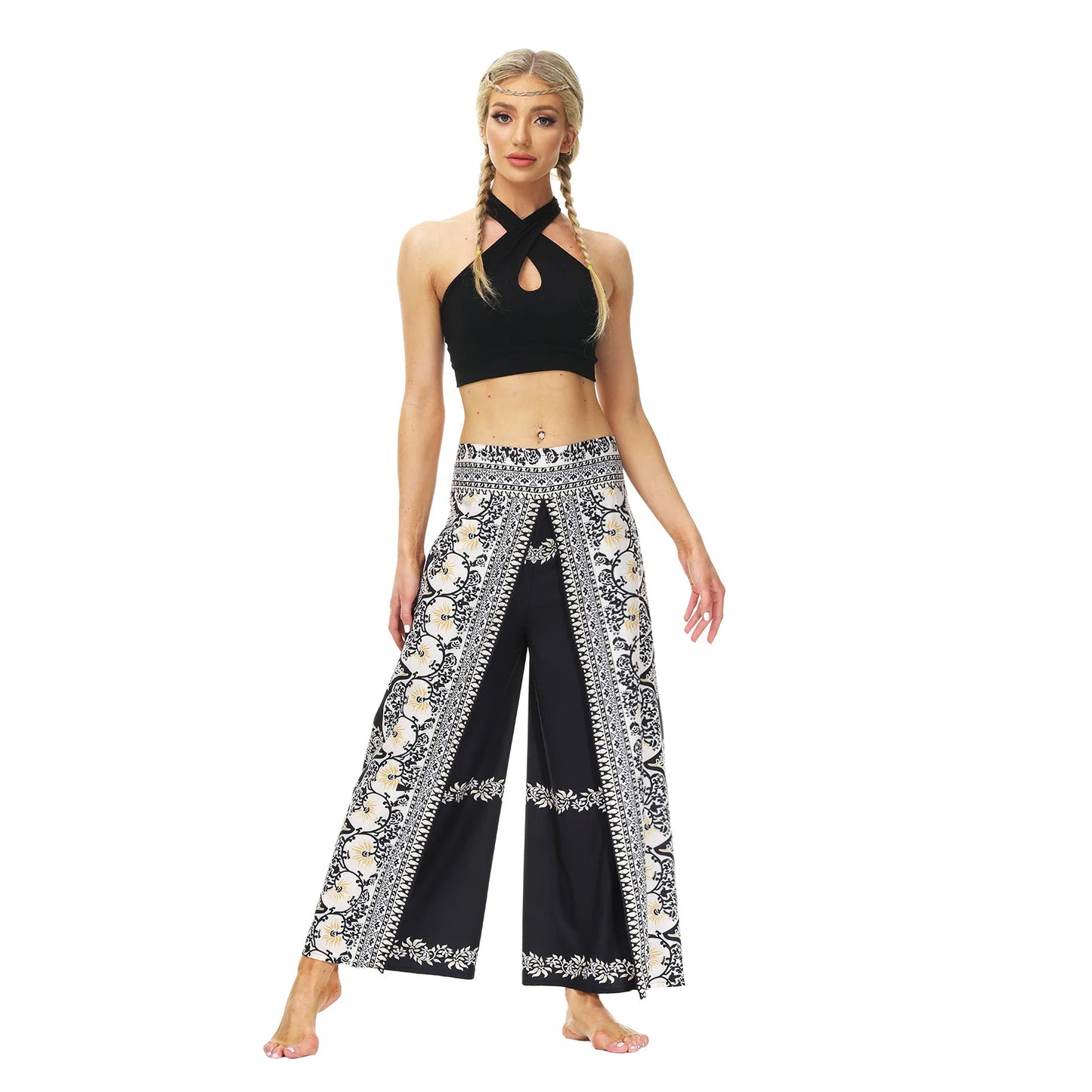 ZenFlow Weite Tanzhose – Bohemian Style für Yoga, Strand & Alltag